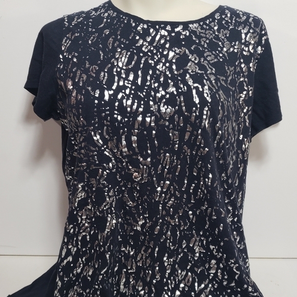Tahari Patterned Short Sleeve Blouse - Picture 1 of 6